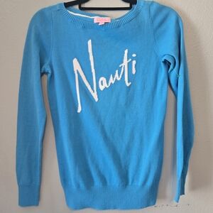 Lilly Pulitzer Turquoise Blue 'Nauti' Crewneck Sweater